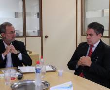 O presidente da Associação Nacional dos Detrans (AND), Marcos Traad, e o vice Antônio Carlos Gouveia, que é diretor-presidente do Detran Alagoas, se reuniram nesta quinta-feira (16), em Curitiba.
