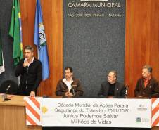 Representantes do Departamento de Trânsito do Paraná (Detran) participaram do lançamento da Semana Nacional de Trânsito em São José dos Pinhais, Região Metropolitana de Curitiba, nesta quarta-feira (18).